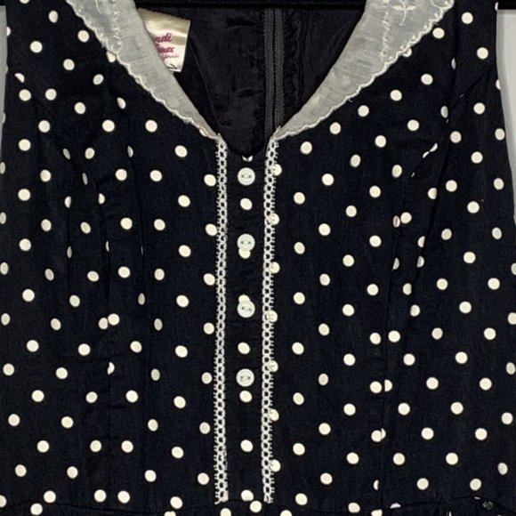 Candi Jones Calif Polka Dot Dress Womans Sz 11 Sleeveless Black & White Vintage - Picture 5 of 10